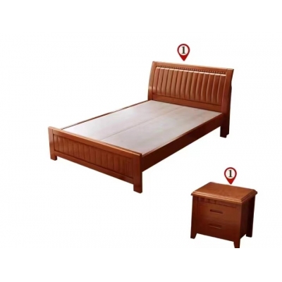 實(shí)木床1.2*1.9m(床頭柜+棕墊)